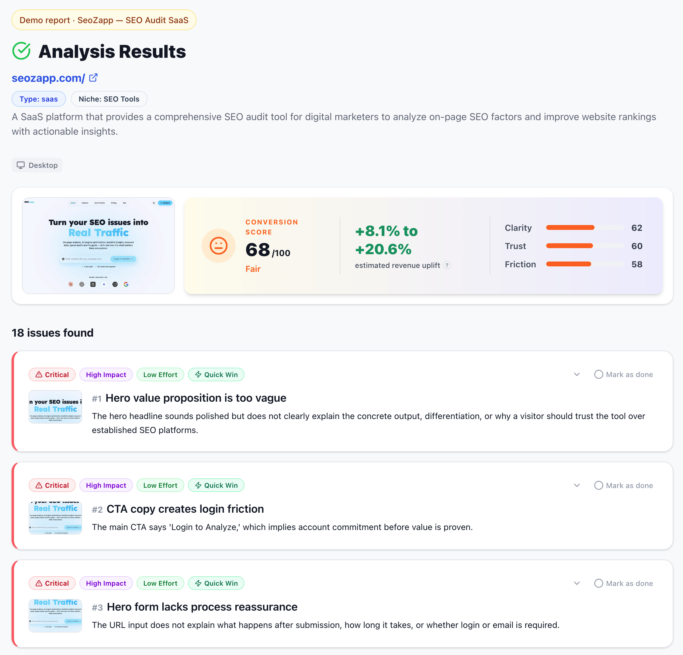 SeoZapp SaaS audit